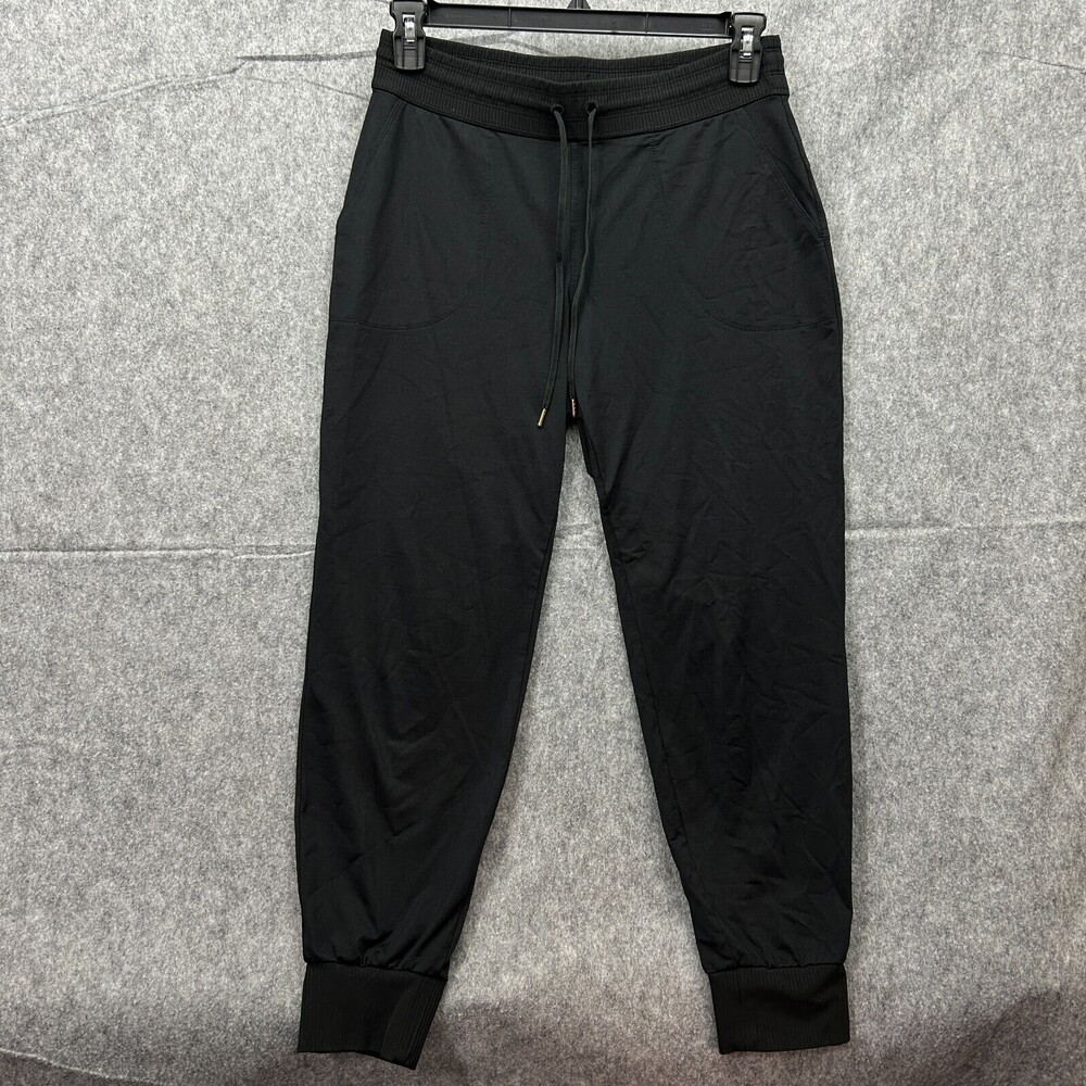 Athleta Pull On Flux Jogger Pants Women's Size Medium Black Mid Rise Athleisure